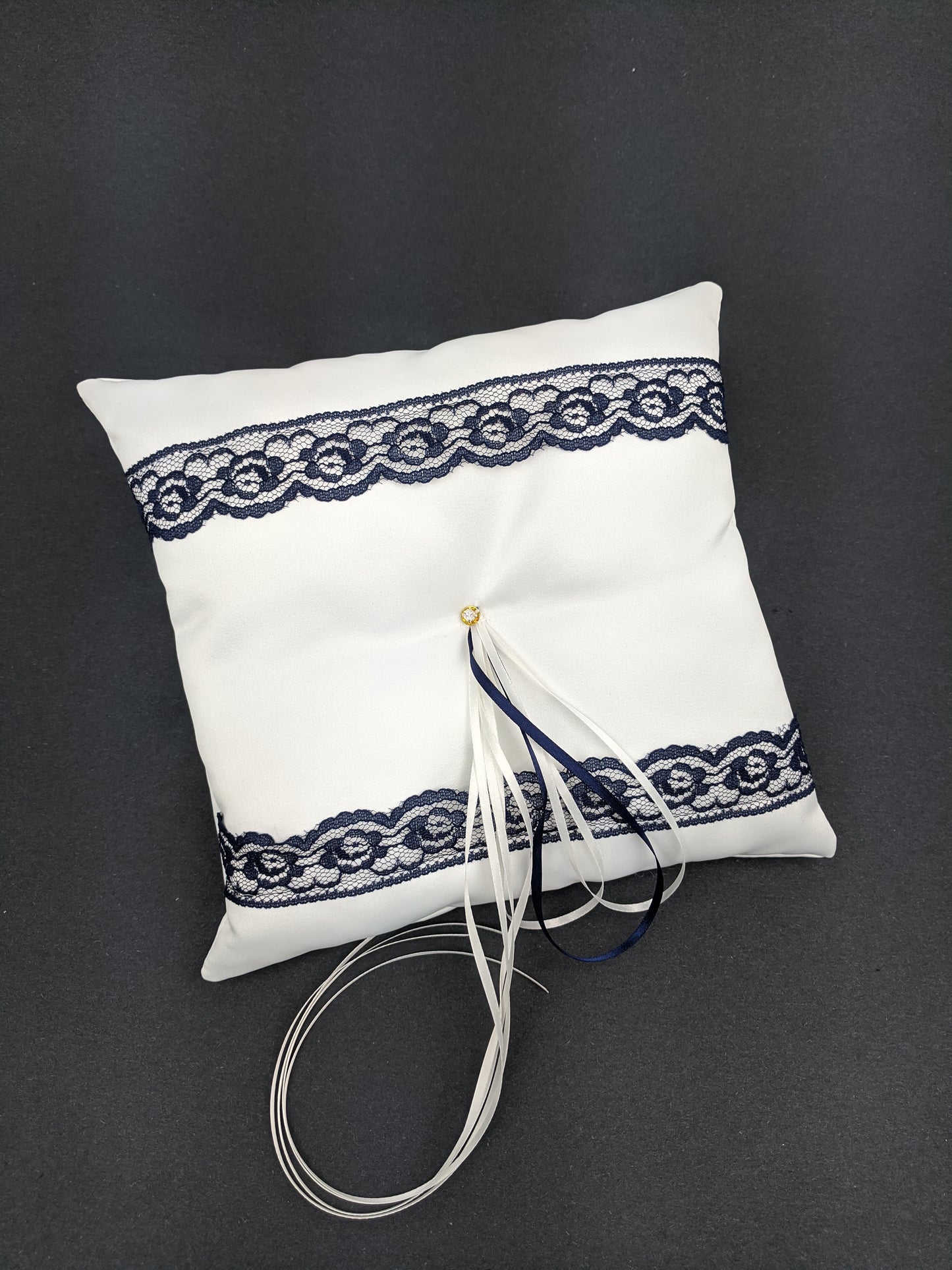 041A Coussin d'alliances blanc et marine