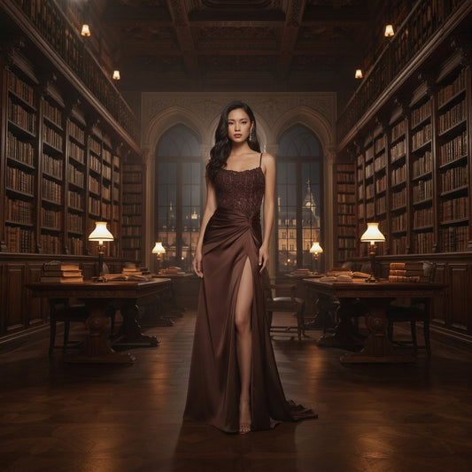 Robe longue de soirée avec bustier corset brodé, fines bretelles et jupe satinée drapée avec fente haute